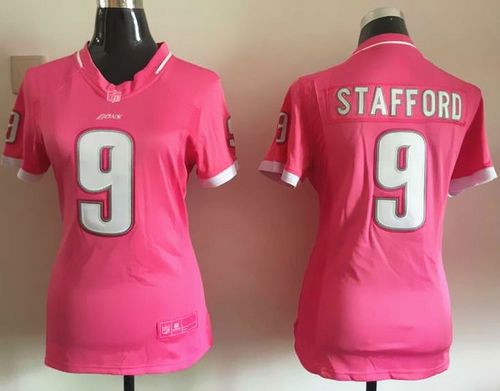 Nike Lions #9 Matthew Stafford Pink Women's Stitched NFL Elite Bubble Gum Jersey